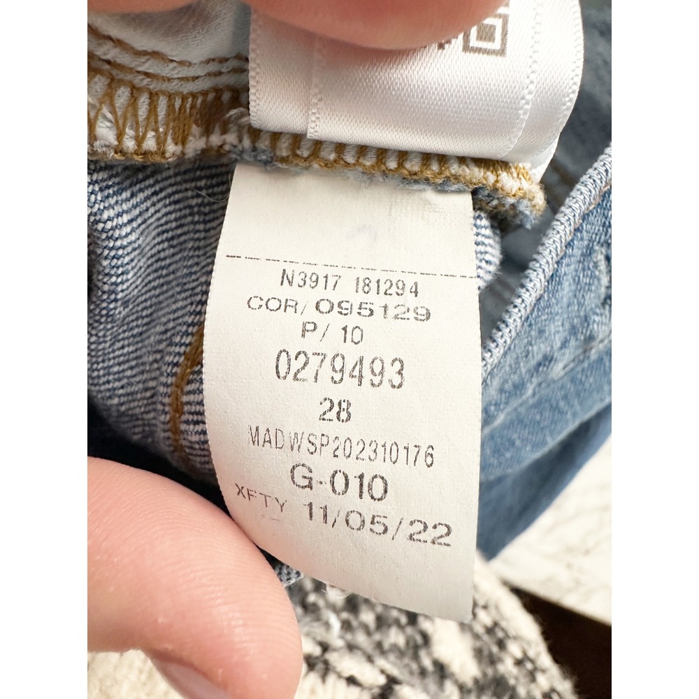 Madewell The Momjean High Rise Basley Wash Tapered Leg Blue Denim Jeans Size 28 - Picture 9 of 13